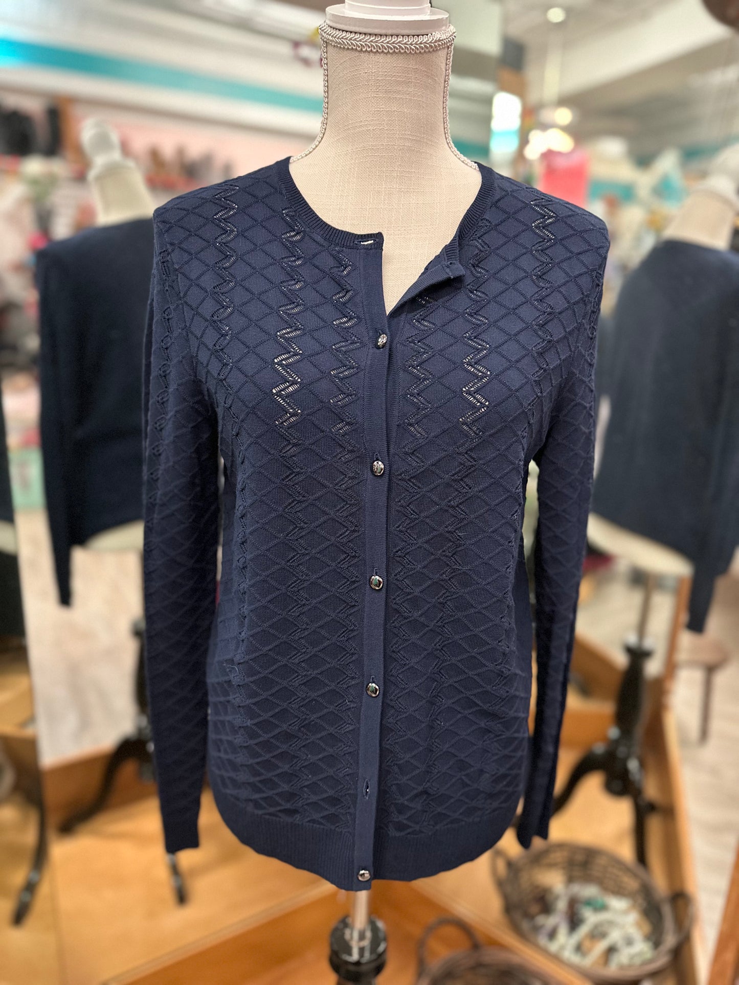 St John Navy Santana Cardigan in S