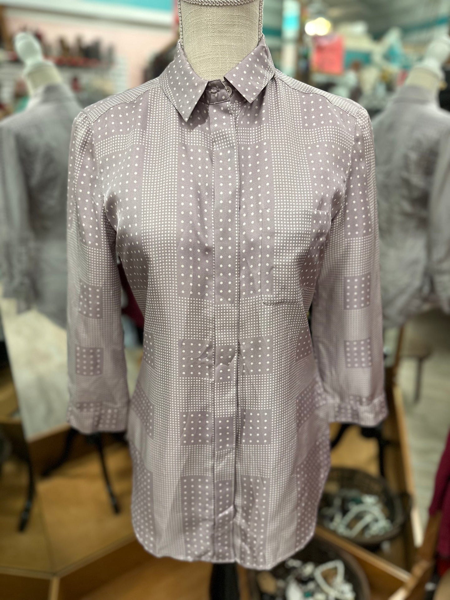 Burberry London Lavender Polkadot Button Down in 4