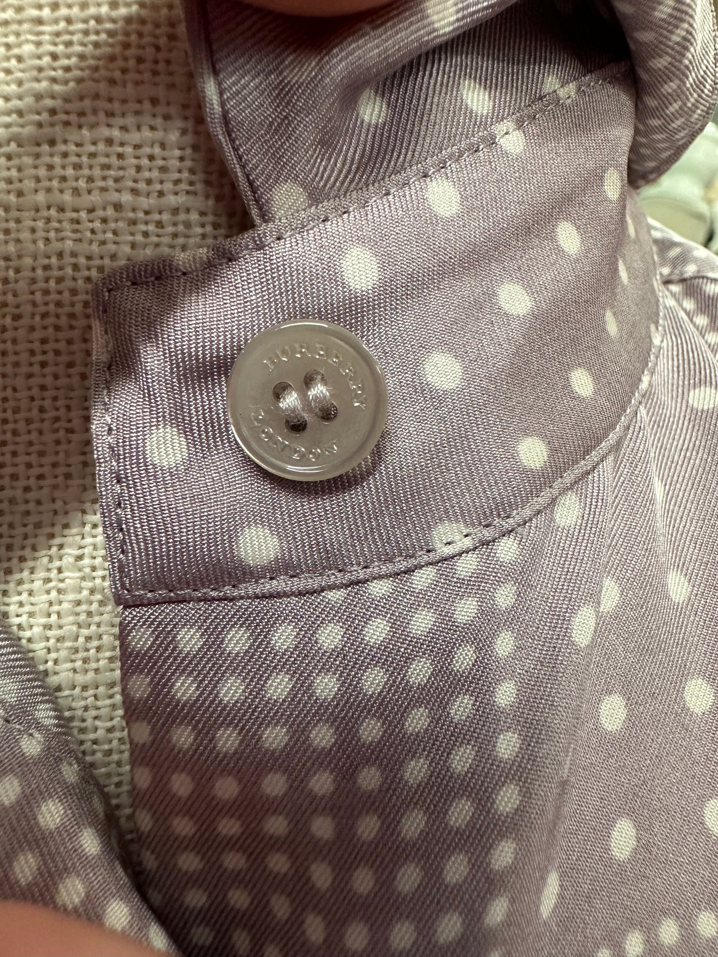 Burberry London Lavender Polkadot Button Down in 4