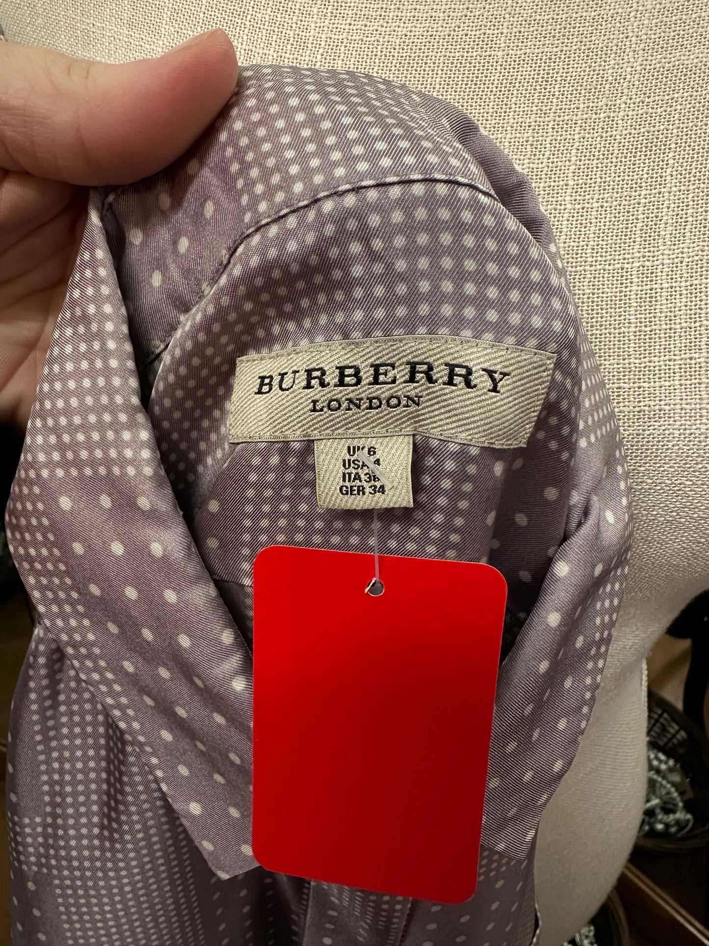 Burberry London Lavender Polkadot Button Down in 4