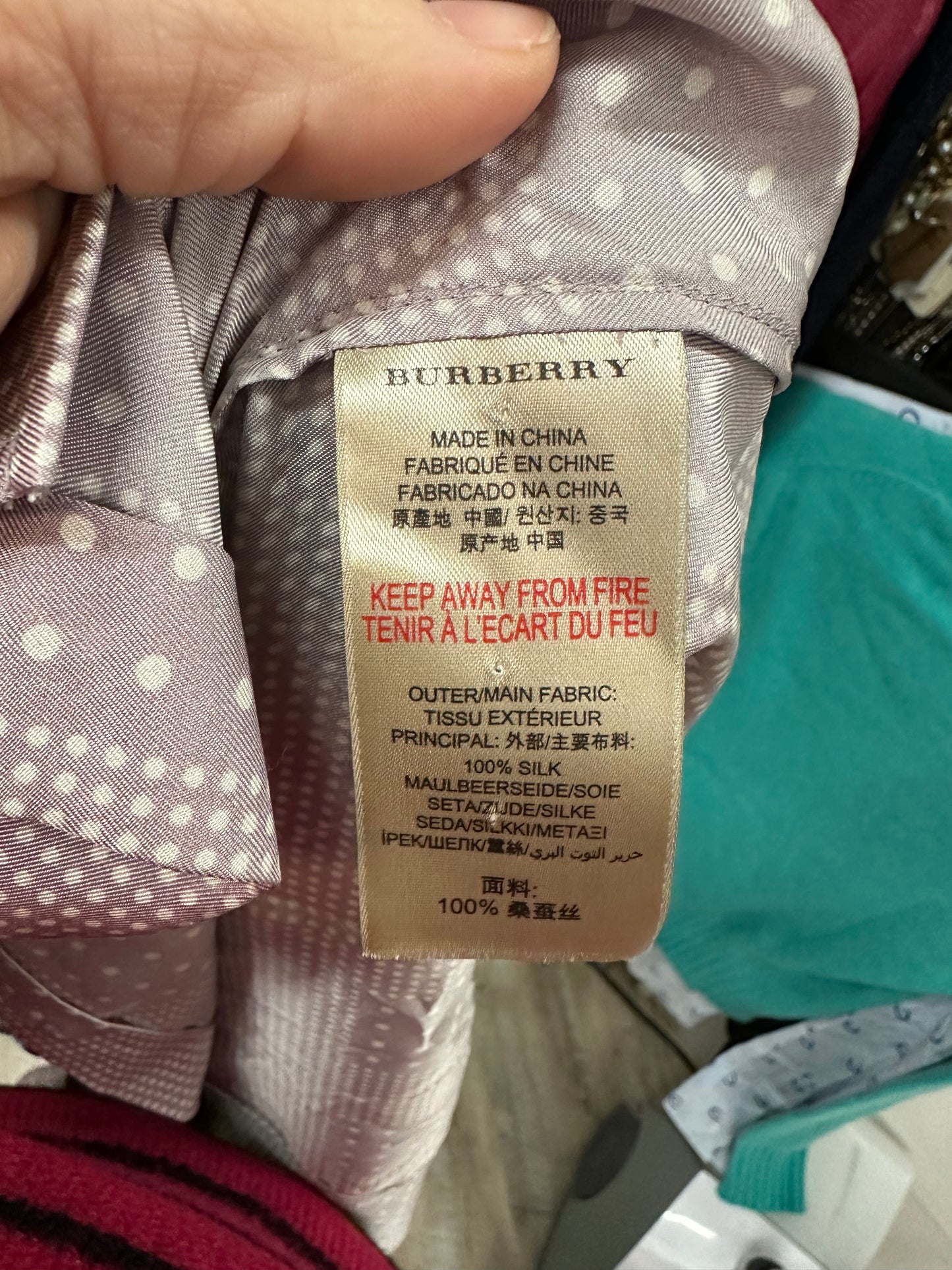 Burberry London Lavender Polkadot Button Down in 4