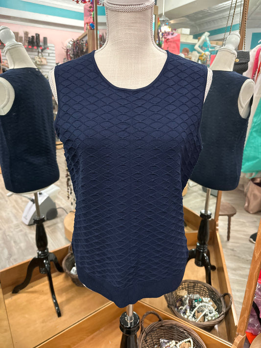 St John Navy Knit Tank in S