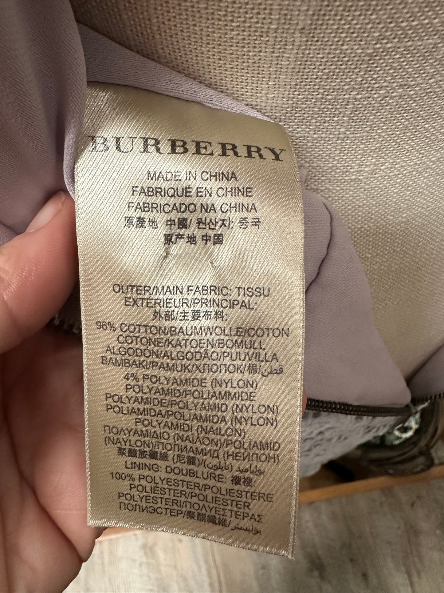 Burberry London Grey Lace Overlay Dress in 8