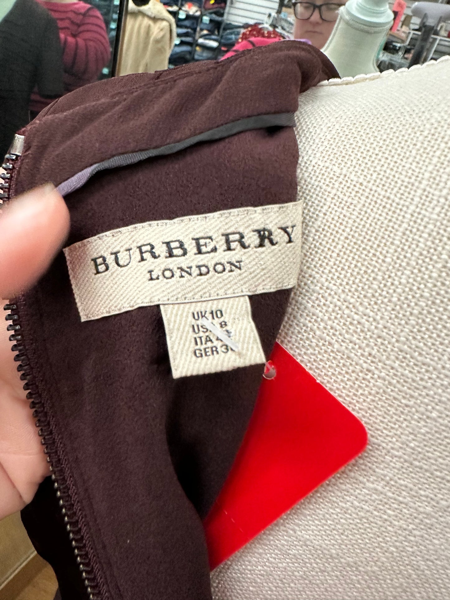 Burberry London Burgundy Celina Pleated Dress in 8