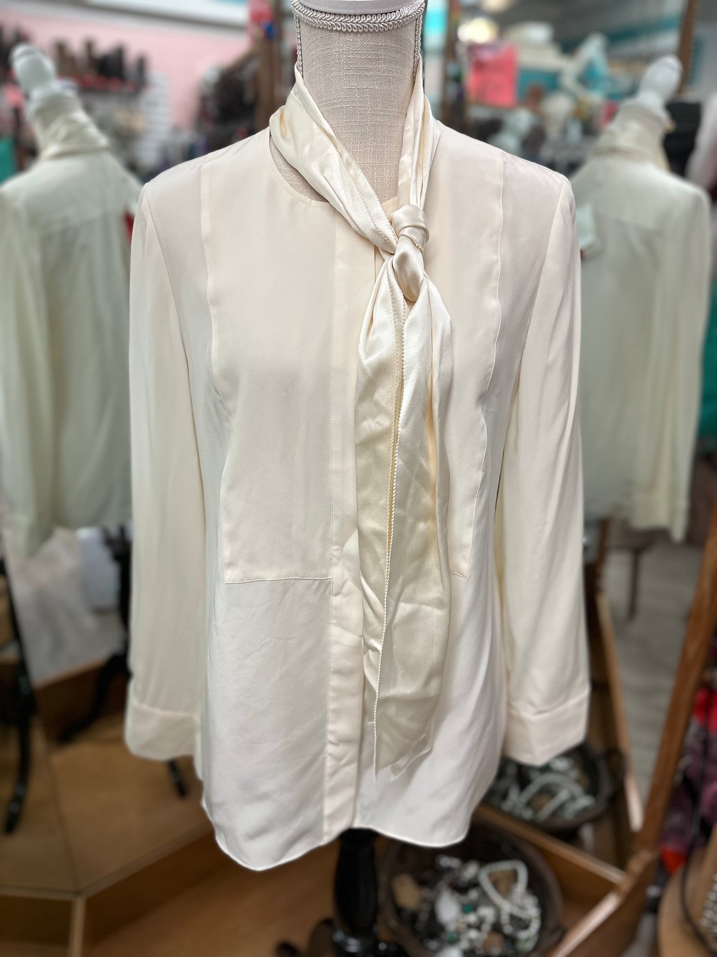 Tory Burch Ivory Sophia Long Sleeve Button Down in 8 NWT