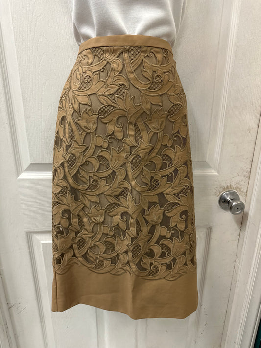 Burberry Prorsum Tan Floral Skirt in 42