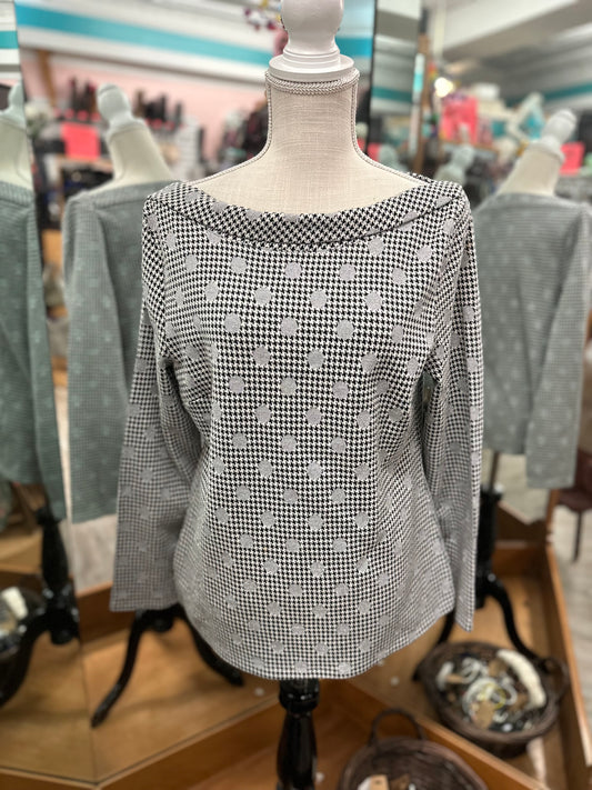Talbots Houndstooth and Polkadot Sweater in M