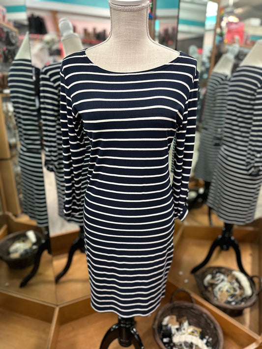 Melissa Odabash Navy and White Striped Dress in L