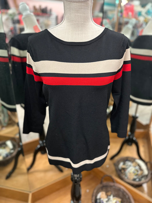 Jones New York Signature Black Color Block Sweater in M