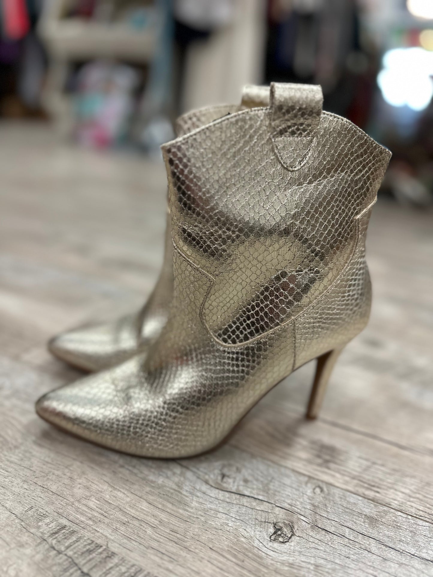 ShuShop Gold Heeled Boots in 6