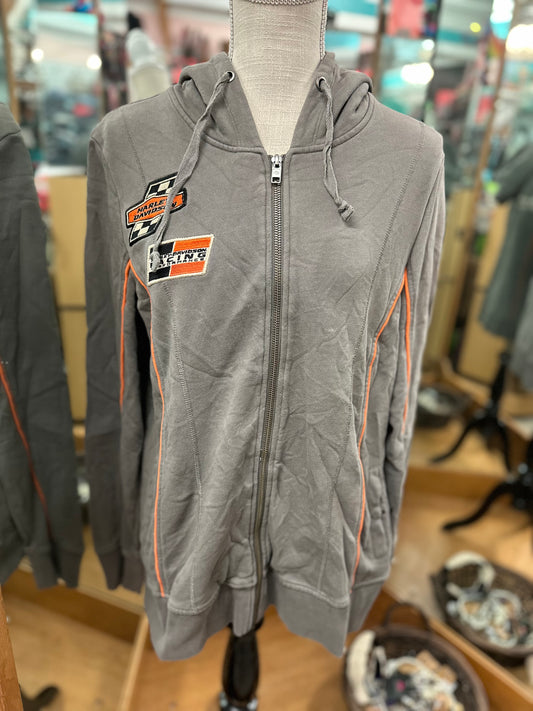 Harley Davidson Grey Zip Up Hoodie in XL