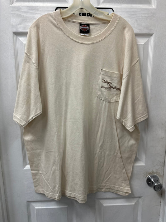 Harley Davidson Cream Embroidered Pocket Short Sleeve in XL