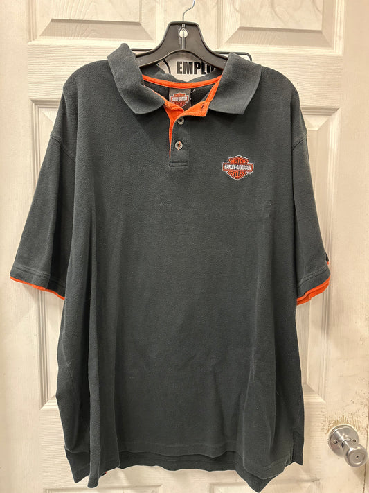 Harley Davidson Vintage Black Embroidered Polo in XL