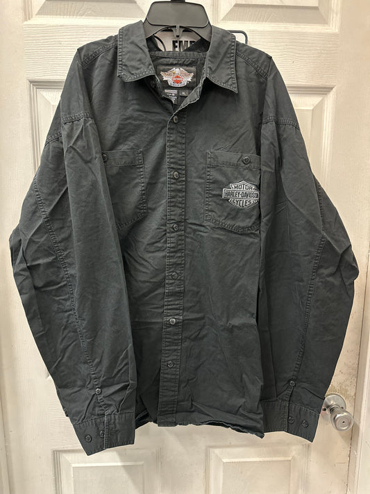 Harley Davidson Black Button Down Embroidered Long Sleeve in XL