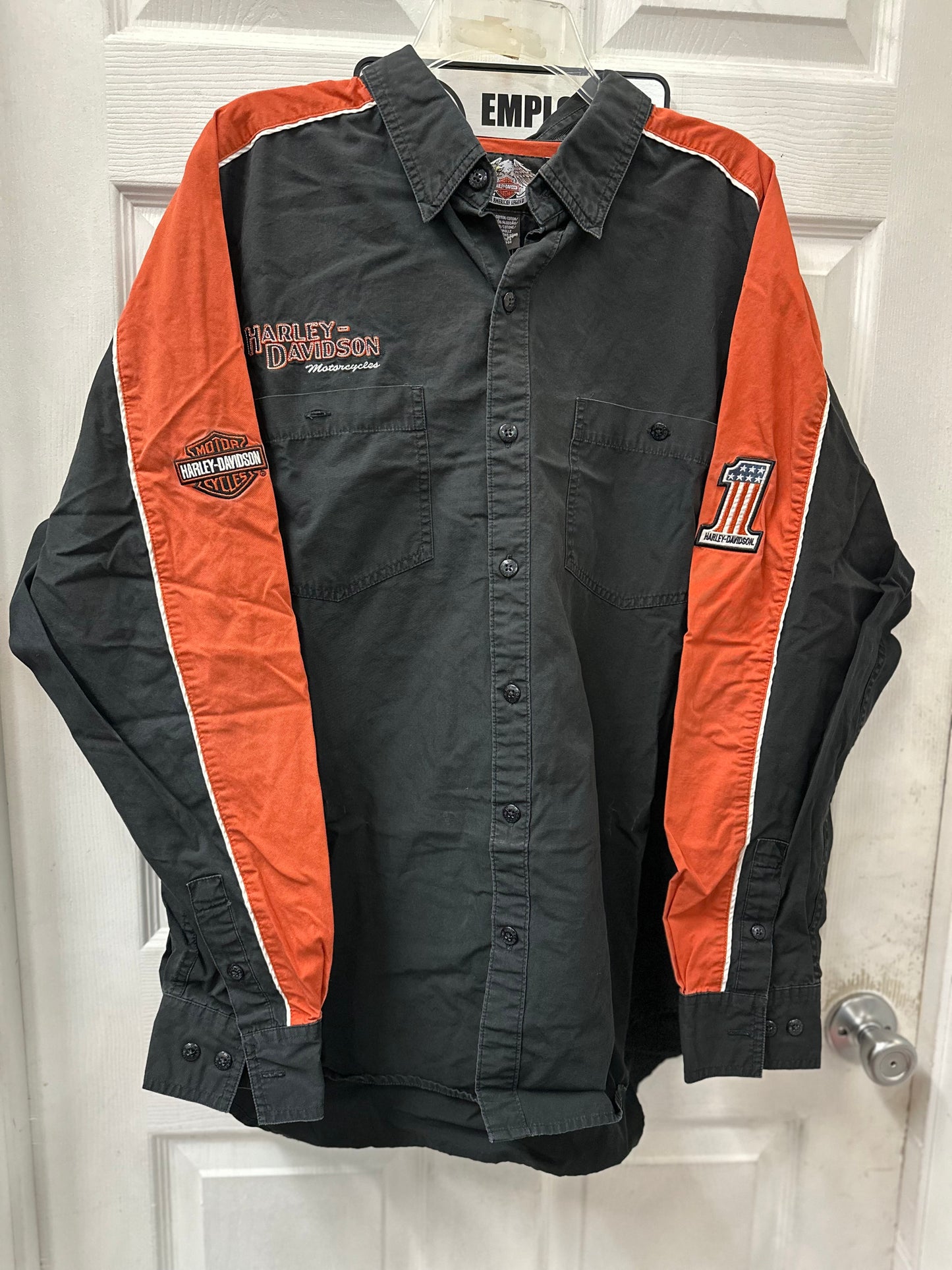 Harley Davidson Black Embroidered Button Down Long Sleeve in XL