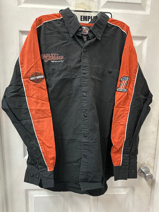 Harley Davidson Black Embroidered Button Down Long Sleeve in XL