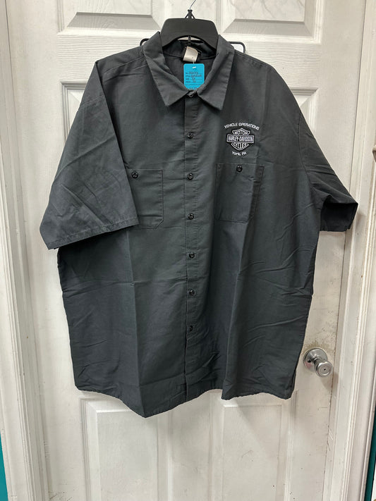 Harley Davidson Grey Vehicle Operations Embroidered Short Sleeve Button Down in 3X