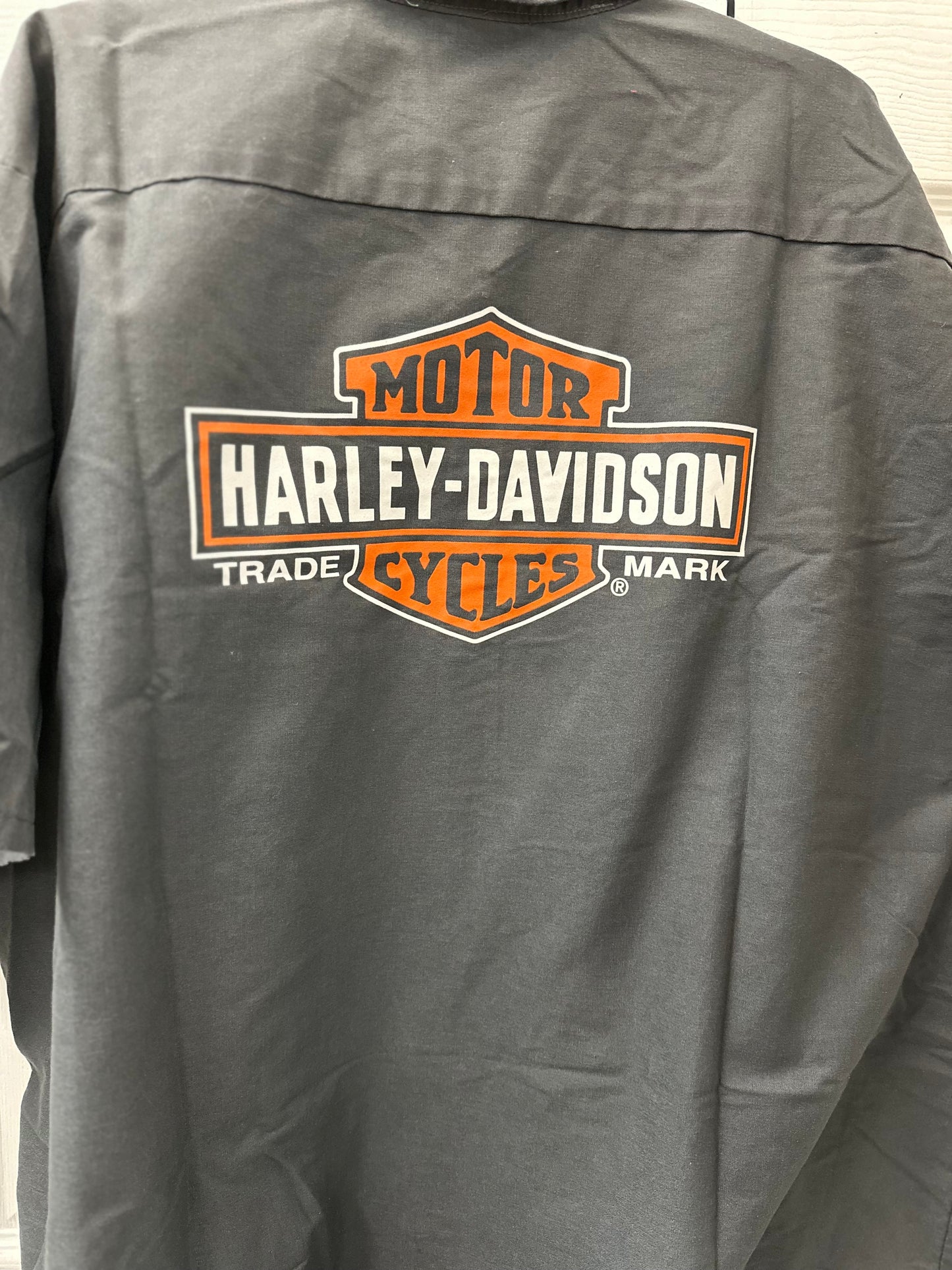 Harley Davidson Grey Vehicle Operations Embroidered Short Sleeve Button Down in 3X