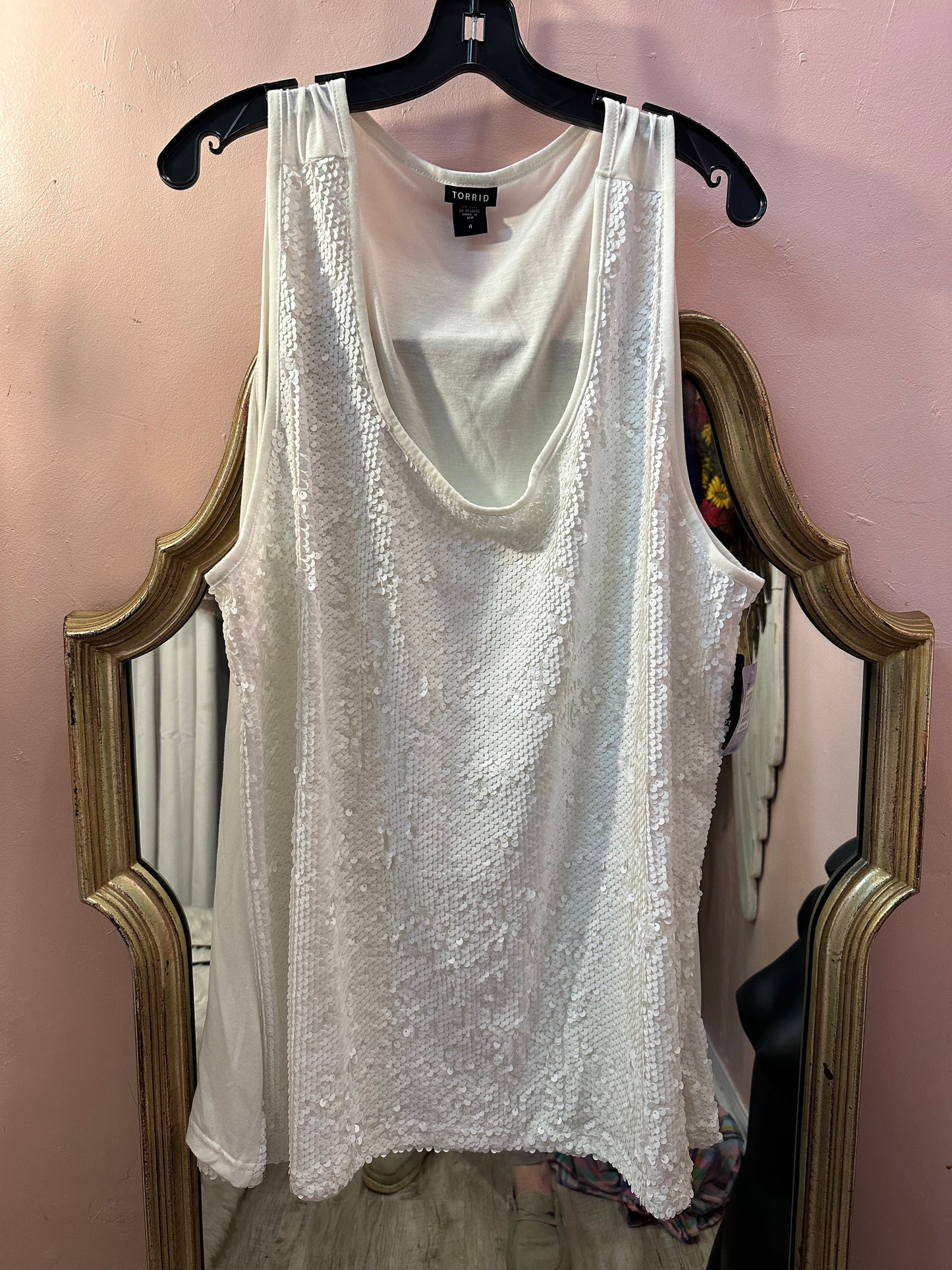 Torrid White Sequin Tank Top in Size 4