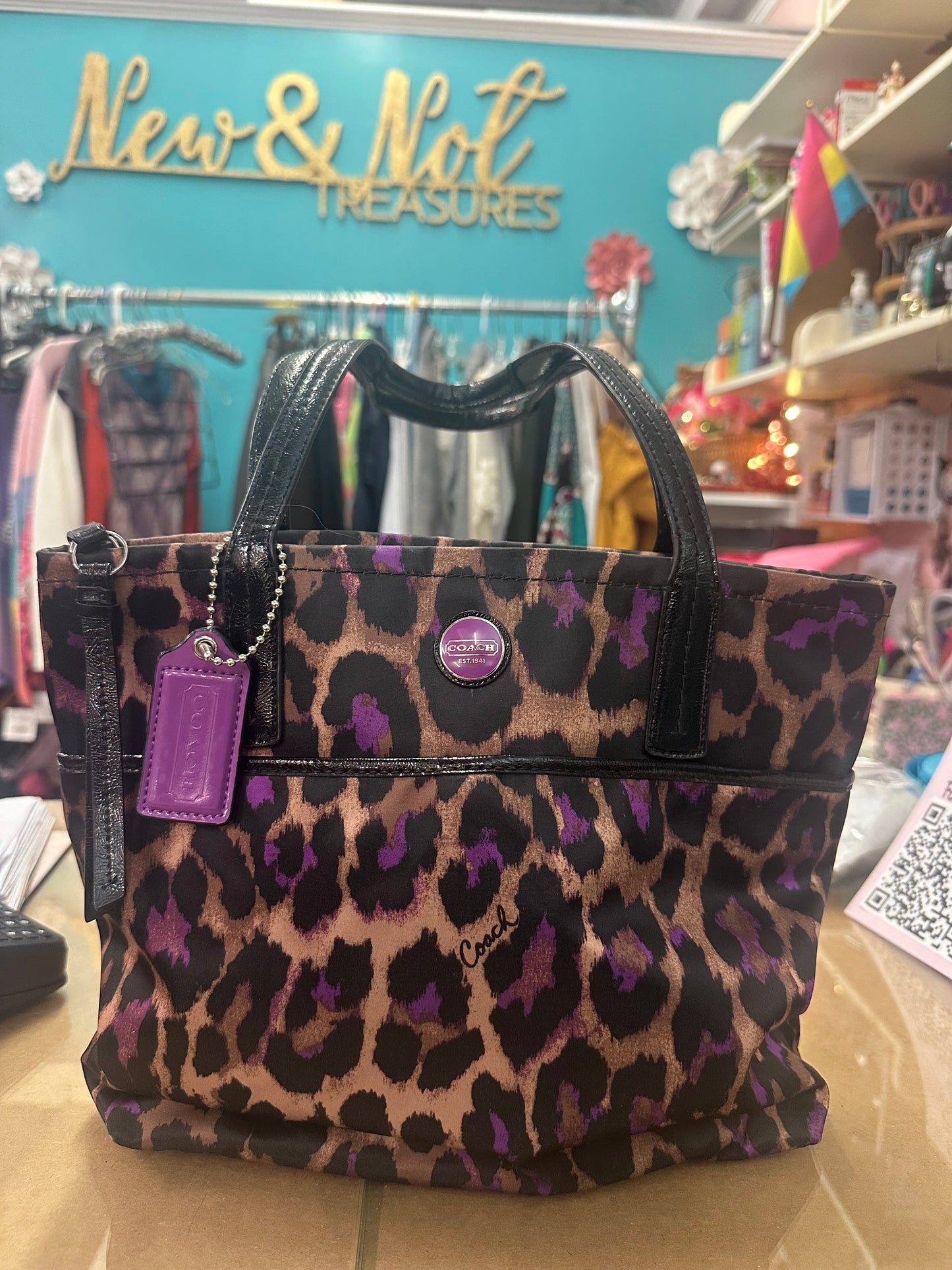 Coach Purple Ocelot Like New Tote