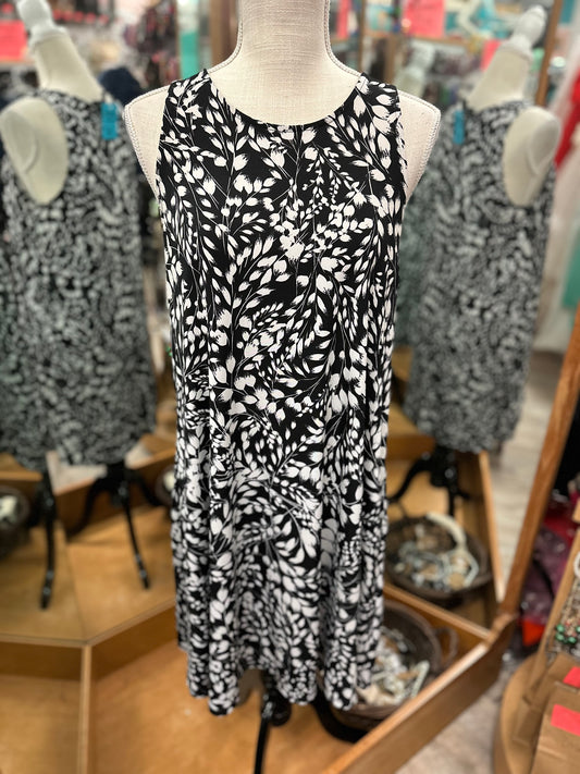Karen Kane Black and White Floral Tank Dress in M