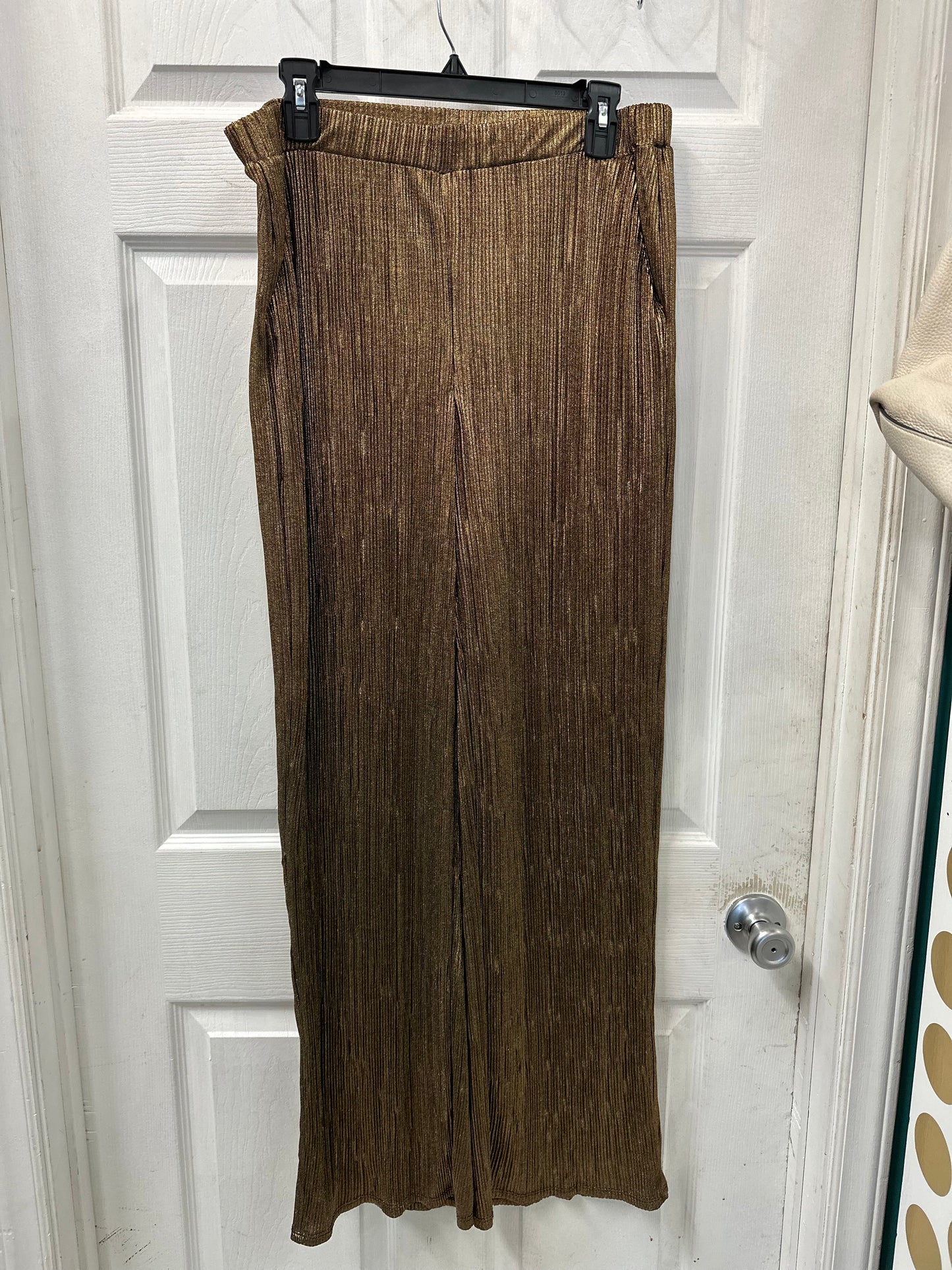 NY Collection Gold Ribbed Pants in L