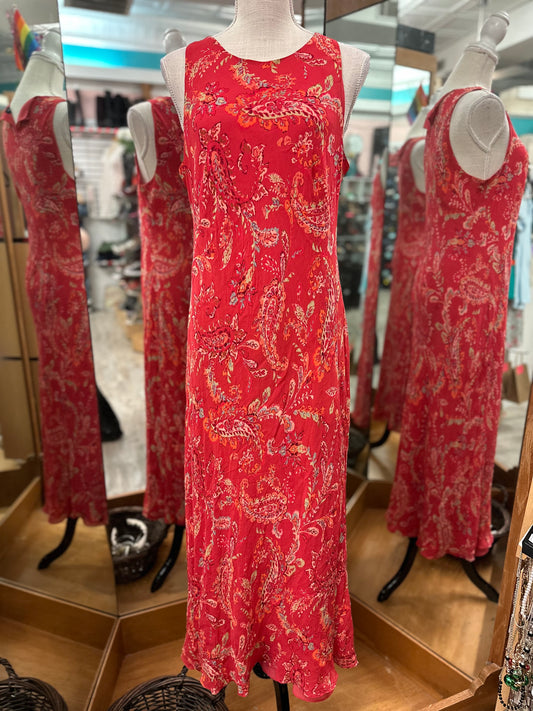 Ann Taylor Red Paisley Dress in 15