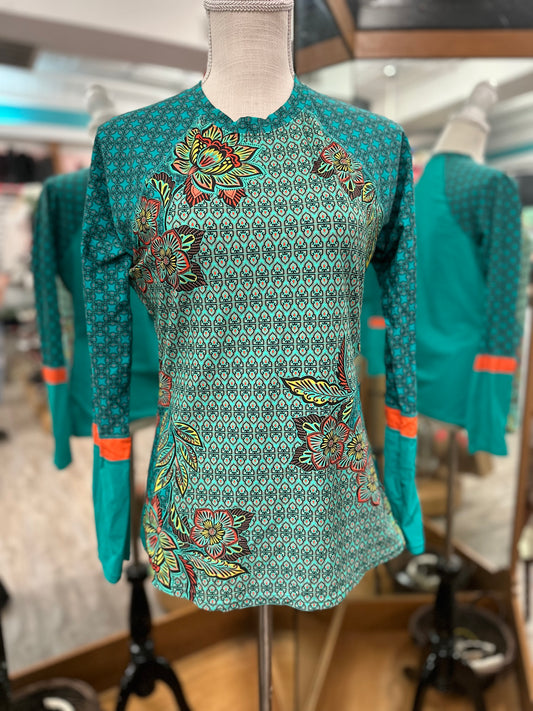 Prana Green Patterned Swim Top in M
