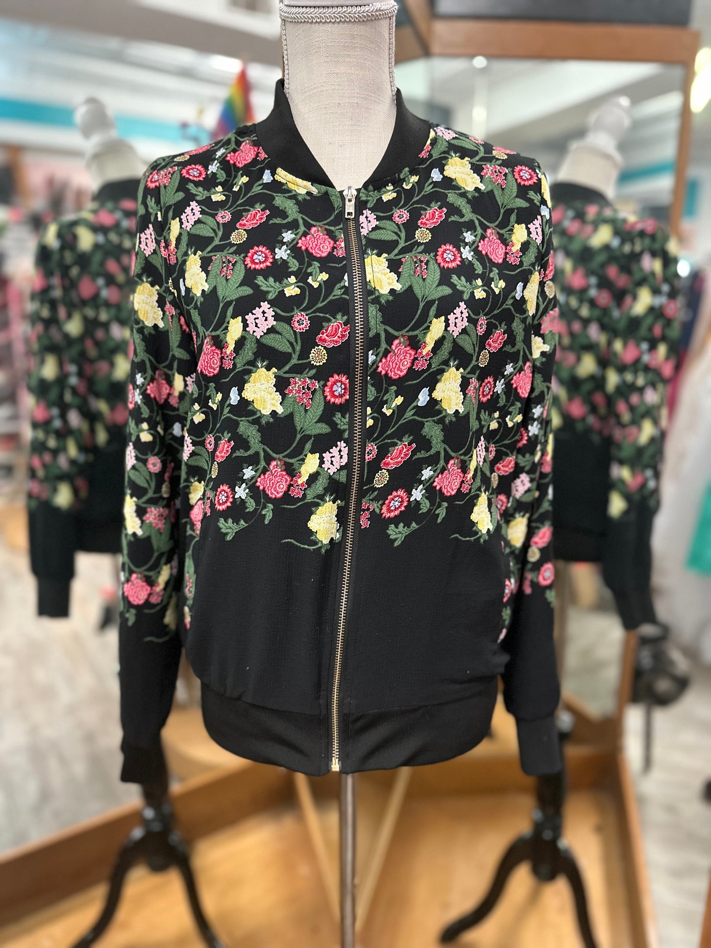 Say What? Black Floral Jacket in L