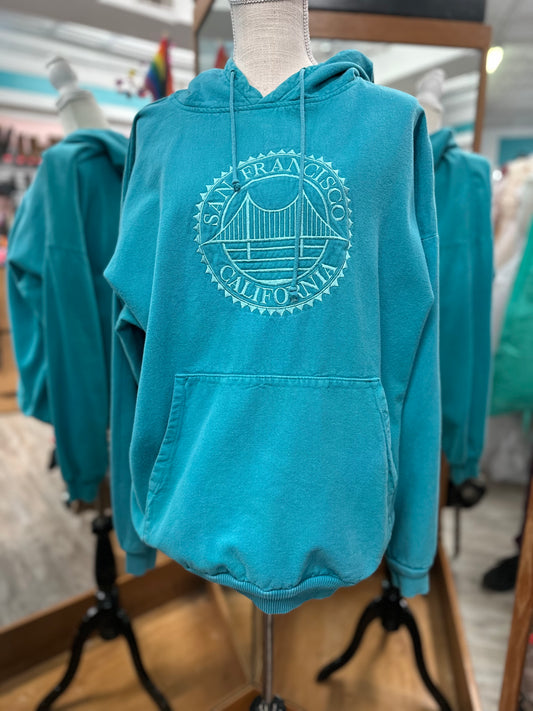 San Fransisco Embroidered Light Blue Hoodie in L