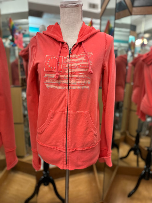 Ralph Lauren Pink Zip Up Hoodie in S
