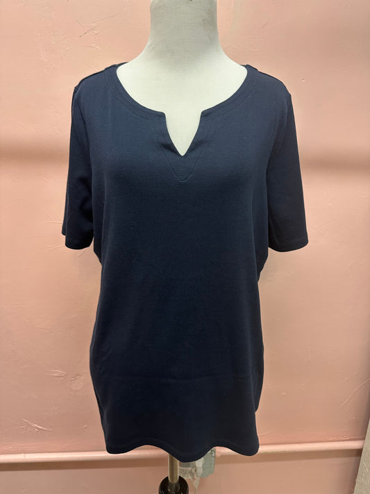 Talbots Navy Short Sleeve Tee in 1X