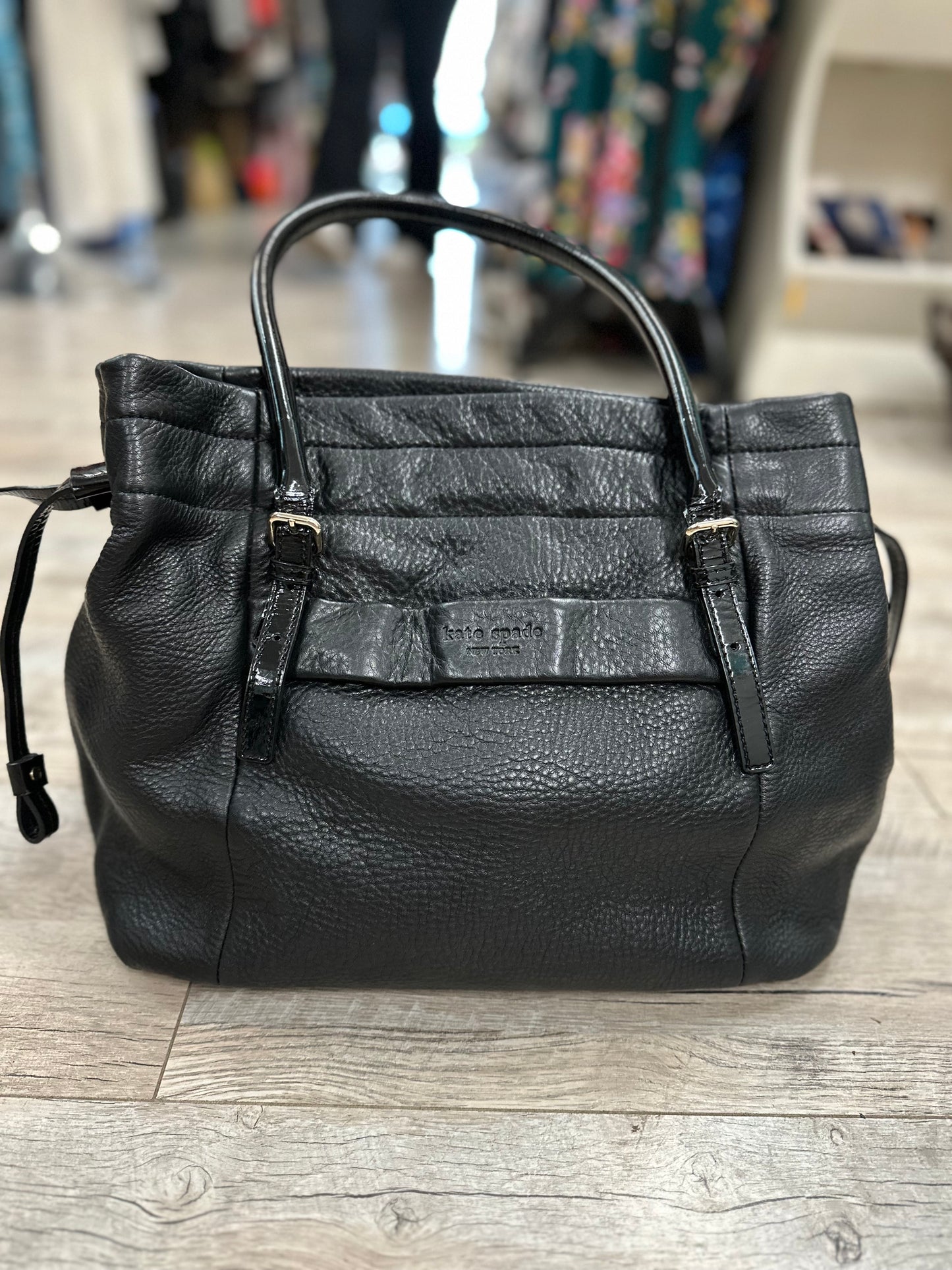 Kate Spade Westbury Bess Black Pebble Leather Drawstring Bag