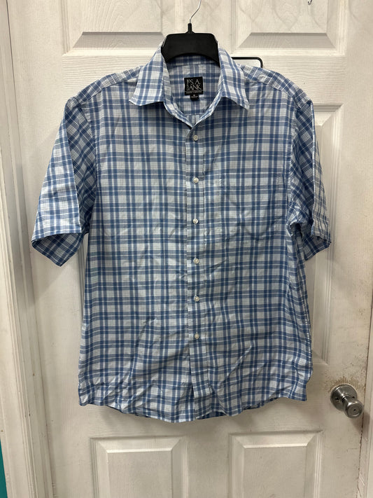 Jos A Bank Travelers Collection Blue Plaid Button Down Short Sleeve in M
