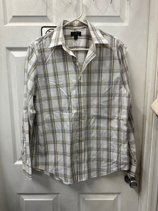 Banana Republic White Plaid Long Sleeve Button Down in M