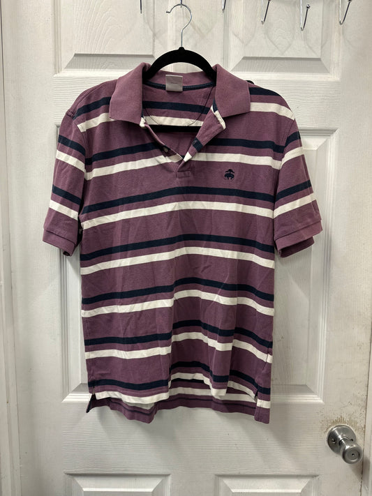 Brooks Brothers Purple and Black Striped Short Sleeve Polo in M