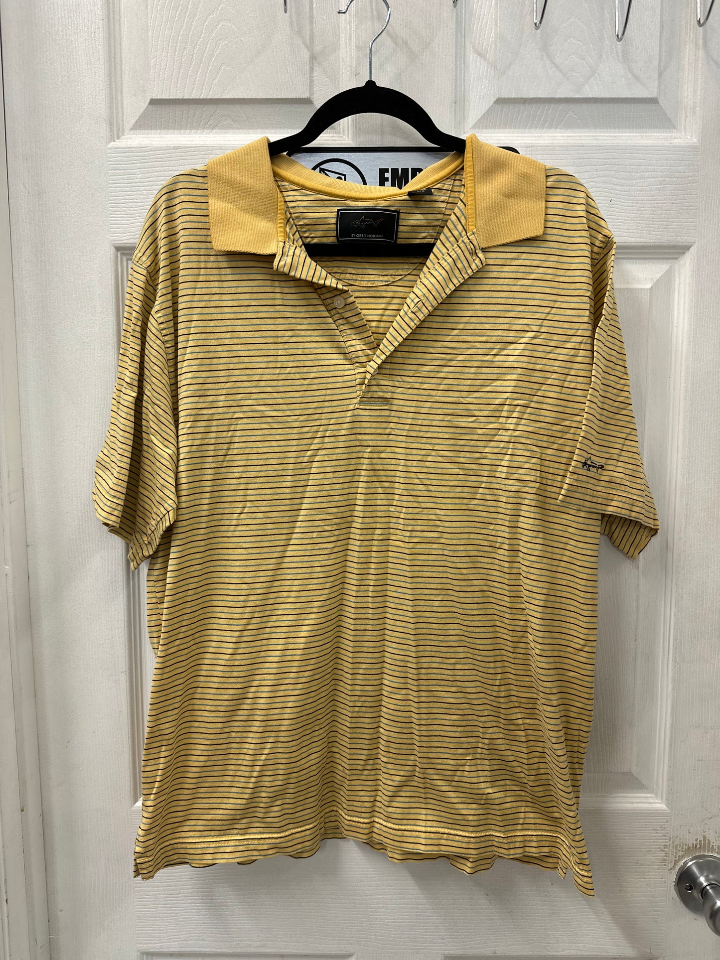 Greg Norman Yellow Striped Polo in L