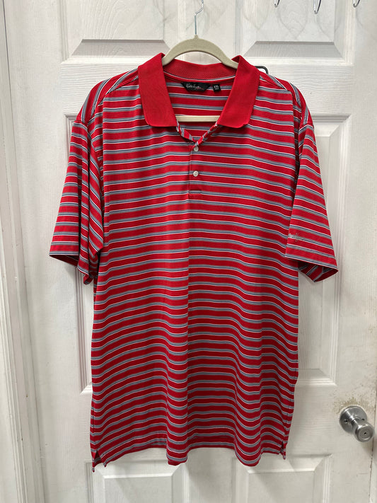 Walter Hagen Essentials Red Striped Polo in 2X