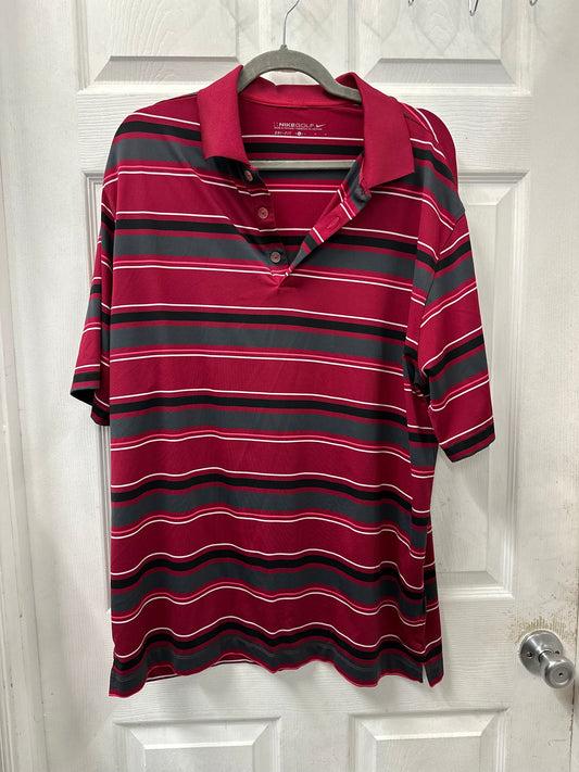 Nike Golf Red Striped Polo in L