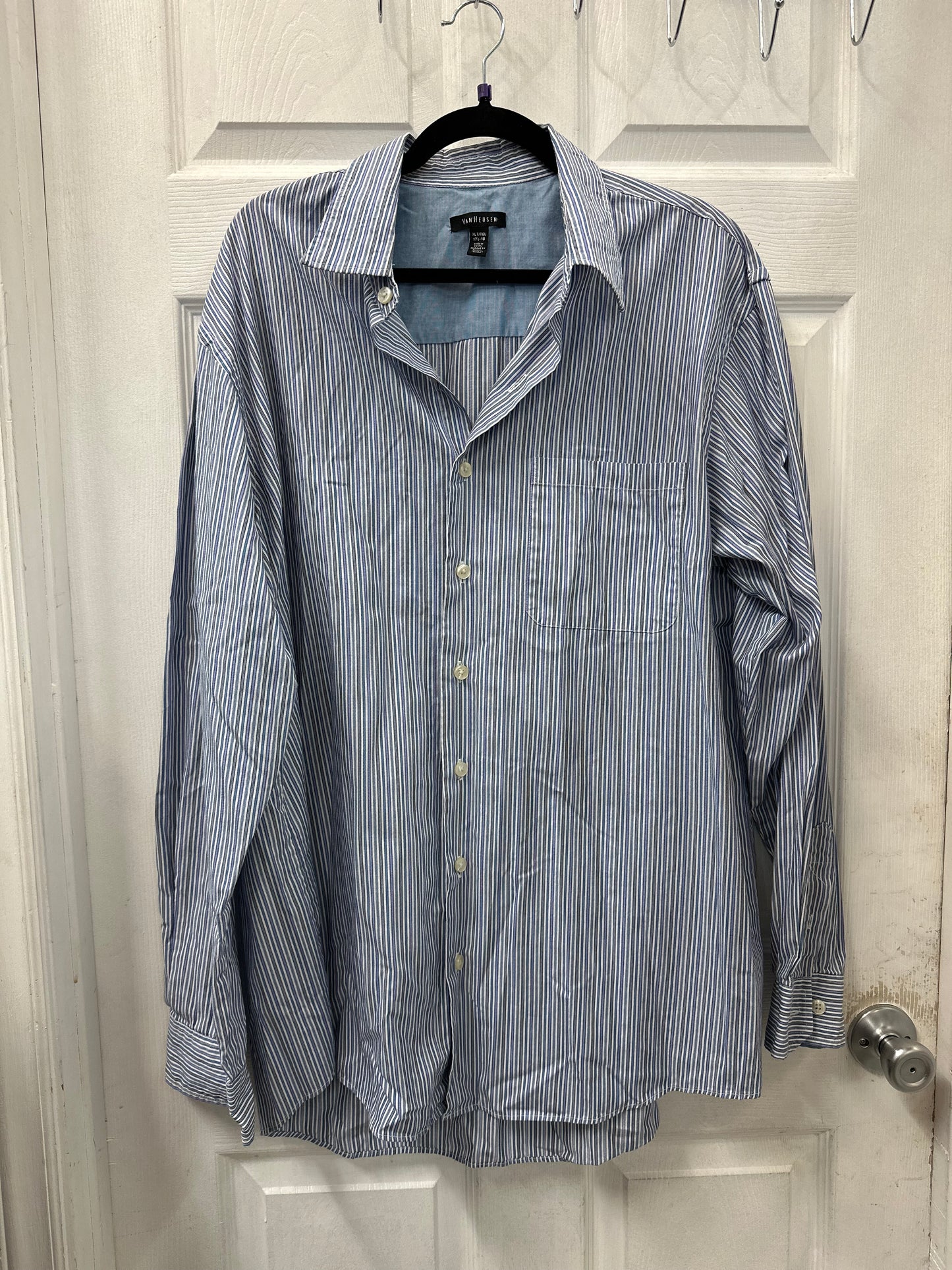 Van Heusen Purple and Blue Striped Long Sleeve Button Down in XLT