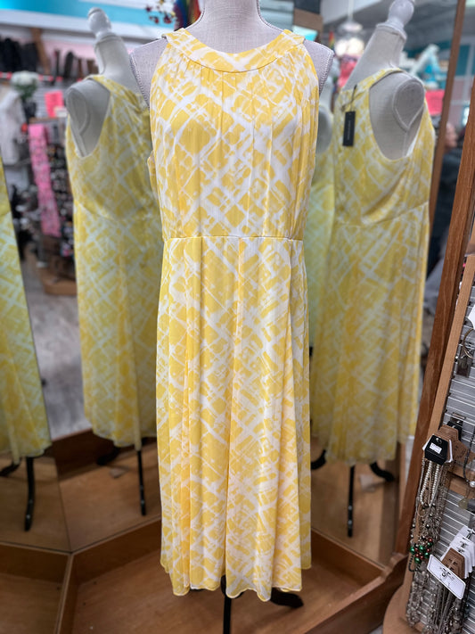 Tommy Hilfiger Yellow Patterned Dress in 14