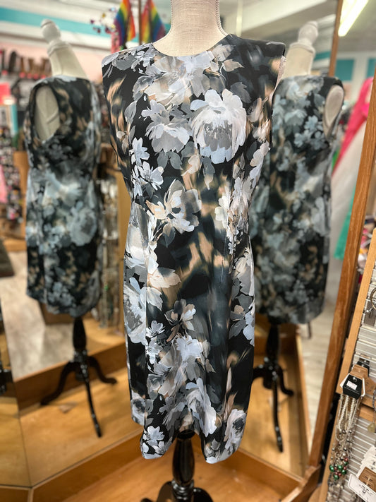Calvin Klein Floral Scuba Cap Sleeve Dress in 10