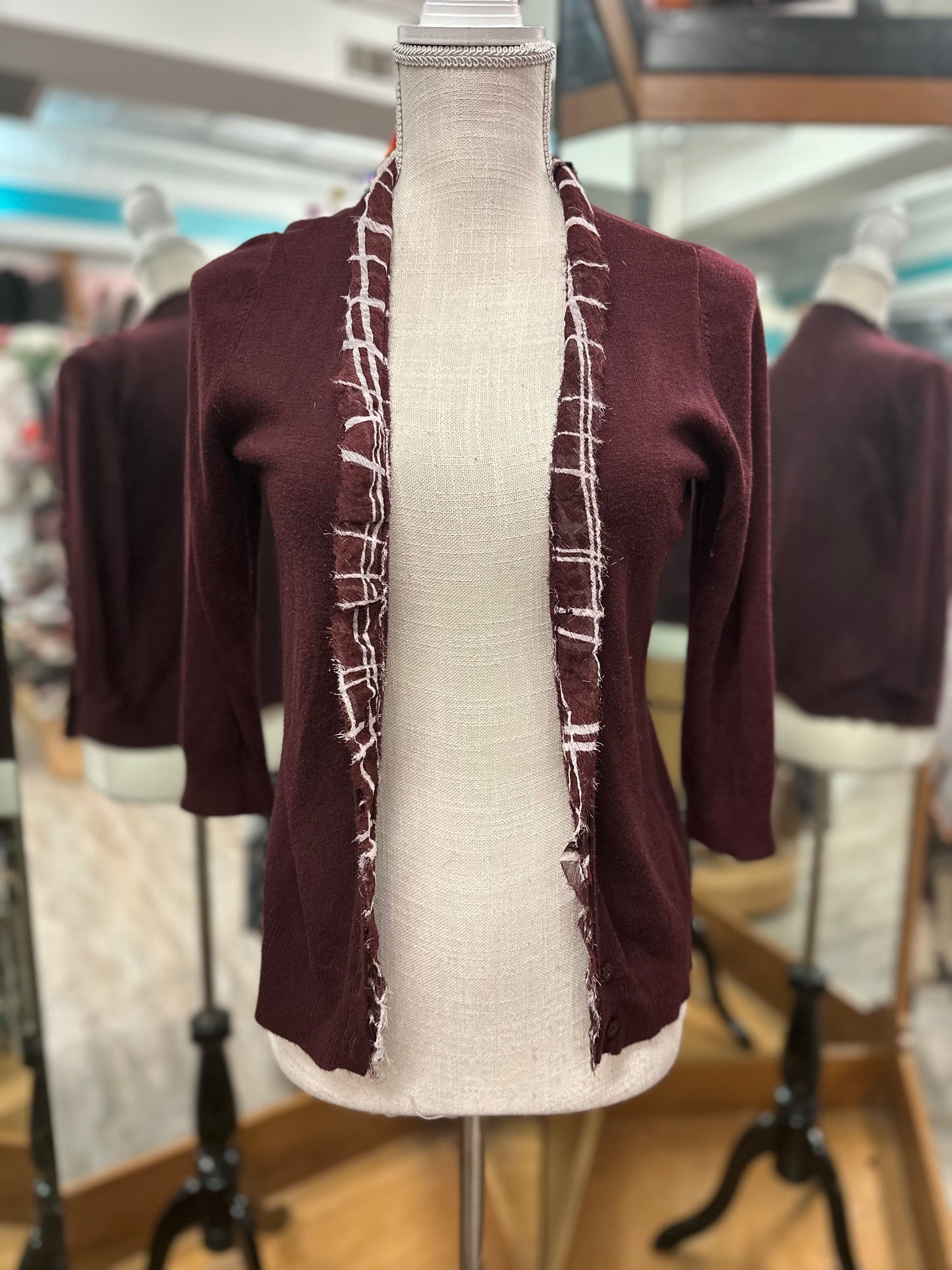New York and Company Burgundy Cardigan in M