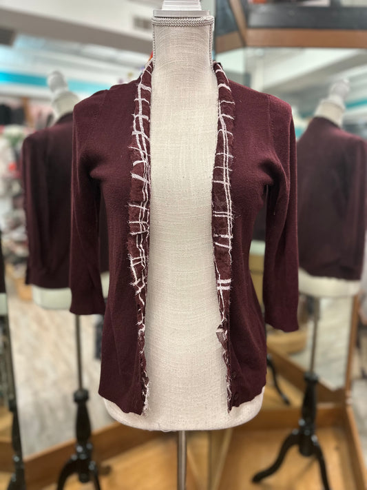 New York and Company Burgundy Cardigan in M