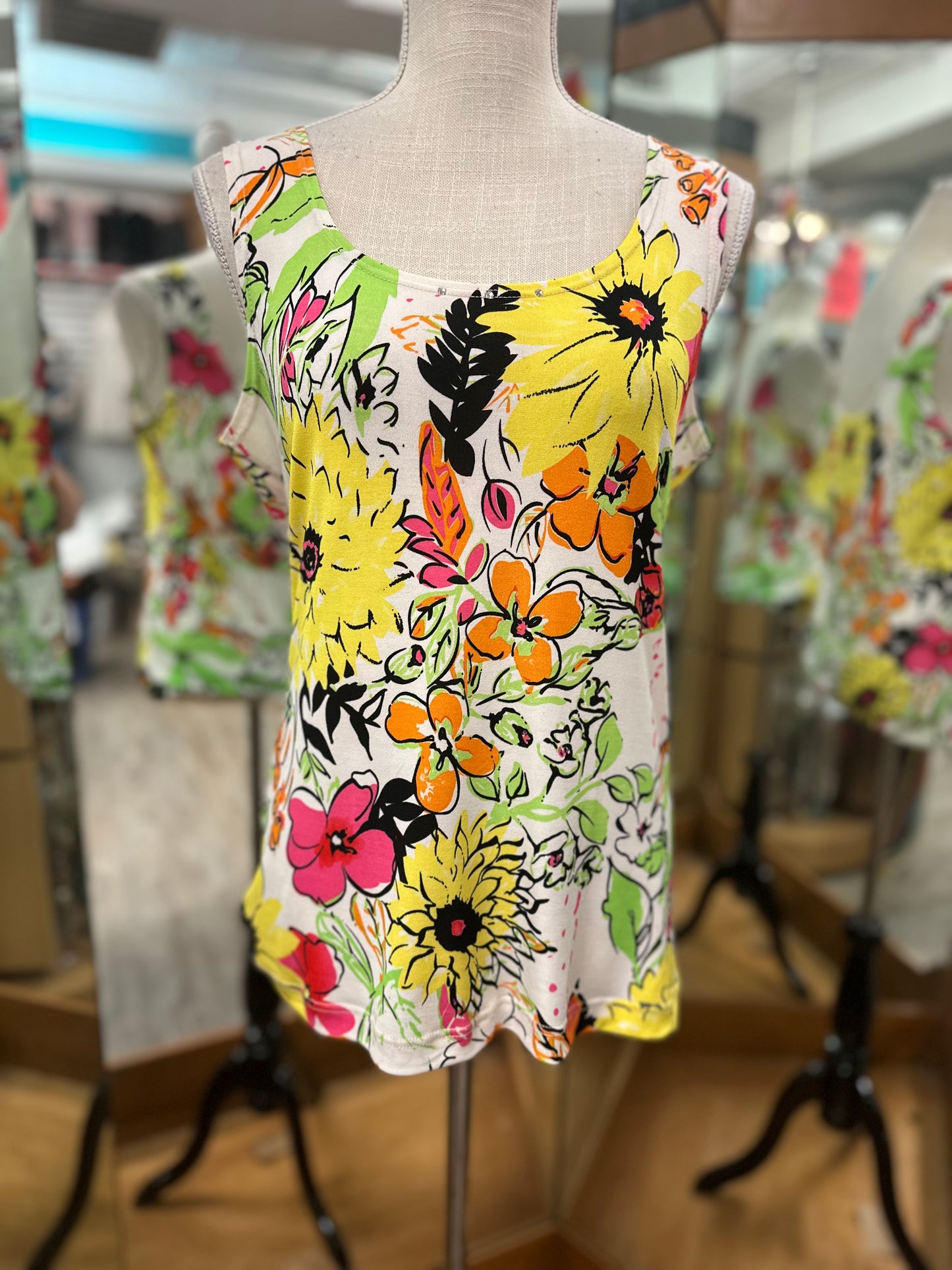 No Tag Neon Floral Tank Top in L