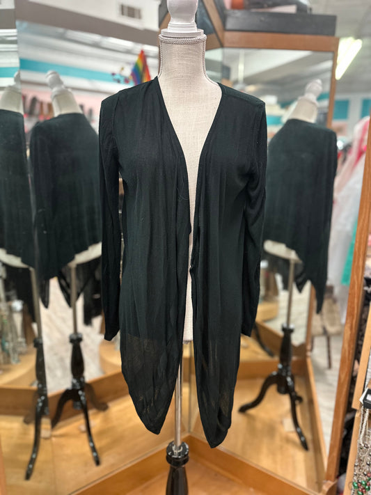 New York and Company Black Striped Cardigan in L
