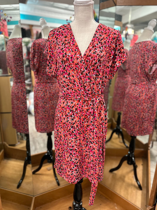 Nine West Pink Pattern Short Sleeve Dress in L