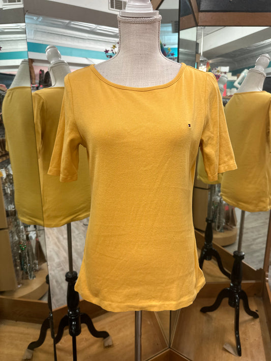 Tommy Hilfiger Mustard Short Sleeve Top in M
