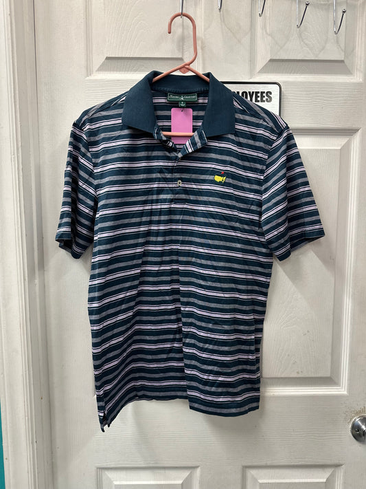 Masters Collection Navy and Purple Golf Short Sleeve in S