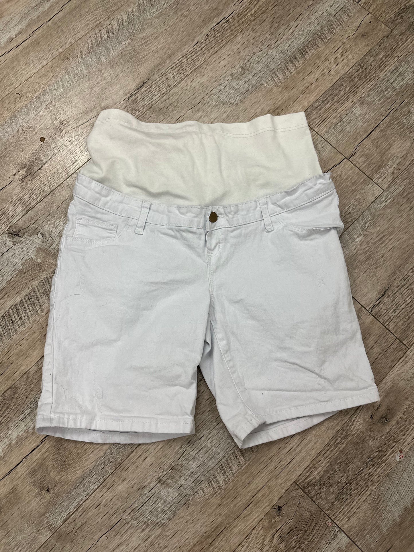 Shein White Denim Maternity Shorts in L